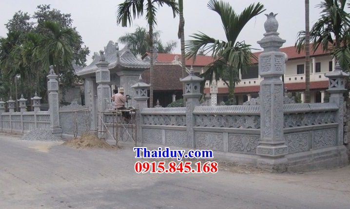 03 Tường hàng rào đá xanh nghĩa trang khu lăng mộ mồ mả nhà thờ từ đường gia đình dòng họ tổ tiên đẹp bán tại Lai Châu