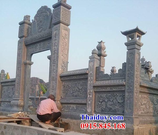 05 Tường hàng rào đá thanh hóa nghĩa trang khu lăng mộ mồ mả nhà thờ từ đường gia đình dòng họ đình đền chùa đẹp bán tại Nghệ An