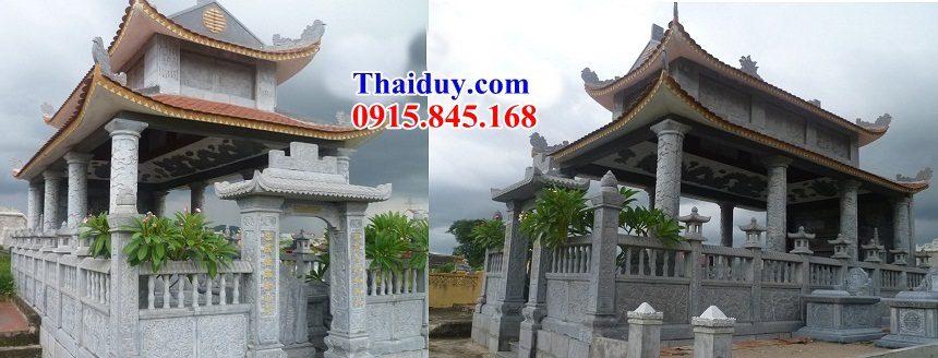 05 Tường hàng rào đá xanh nghĩa trang khu lăng mộ mồ mả nhà thờ từ đường gia đình dòng họ đình đền chùa đẹp bán tại Nghệ An