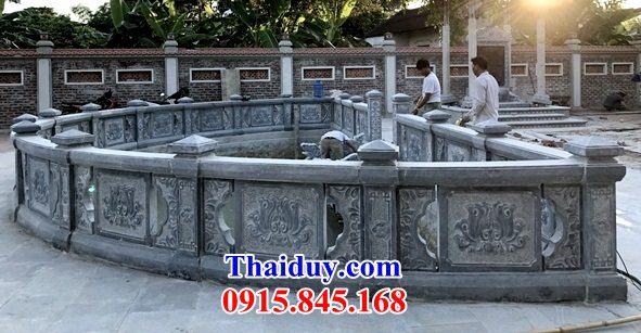 Thi công lắp đặt tường hàng rào lan can đình chùa đền miếu bằng đá xanh tự nhiên đẹp