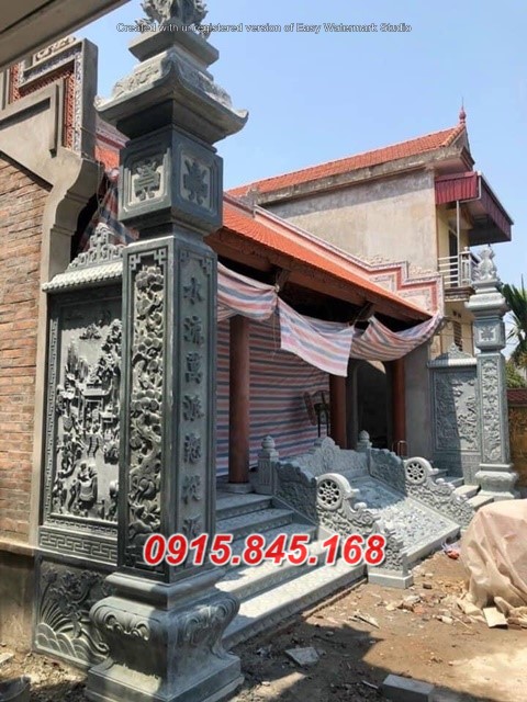 Mẫu cột đền chùa bằng đá xanh đen đẹp bán