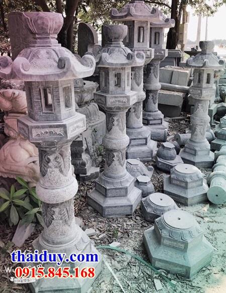 Mẫu cột đèn khuôn viên đình chùa đền miếu bằng đá xanh Thanh Hóa