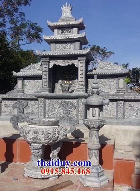 Mẫu lư hương đỉnh đèn đình chùa đền bằng đá tự nhiên nguyên khối thiết kế hiện đại