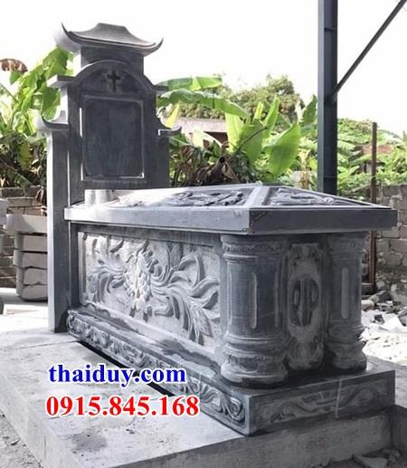 Mẫu mộ đơn giản đạo thiên chúa công giáo bằng đá xanh Thanh Hóa thiết kế đẹp năm 2021