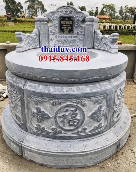 Mẫu mộ tròn bằng đá xanh Thanh Hóa nguyên khối đẹp nhất