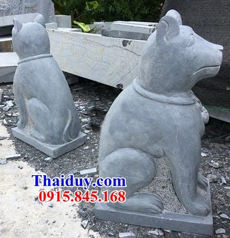 Mẫu tượng chó phong thủy thiết kế đẹp bằng đá xanh nguyên khối Thanh Hóa