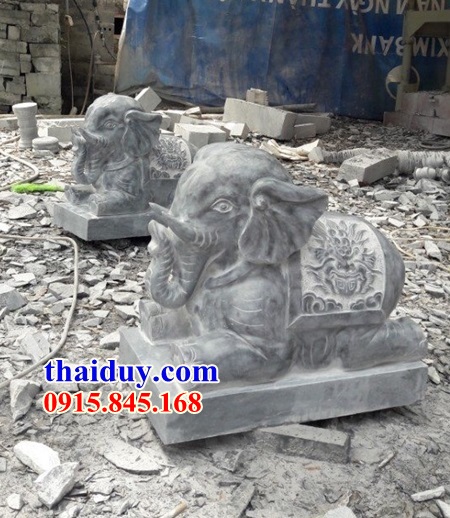 Mẫu voi phong thủy đình đền chùa miếu bằng đá tự nhiên chạm khắc tinh xảo