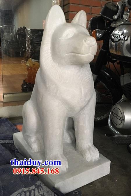 Tượng chó phong thủy trấn yểm bằng đá trắng cao cấp thiết kế đẹp đơn giản
