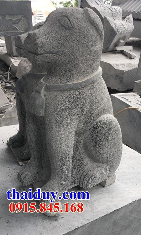 Tượng chó phong thủy trấn yểm đình đền chùa miếu bằng đá tự nhiên cao cấp thiết kế đẹp đơn giản