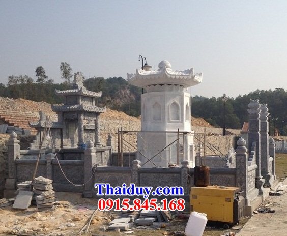 03 Mộ tháp đá trắng đẹp tại An Giang cất giữ để tro hài hũ cốt nhà sư trụ trì phật giáo