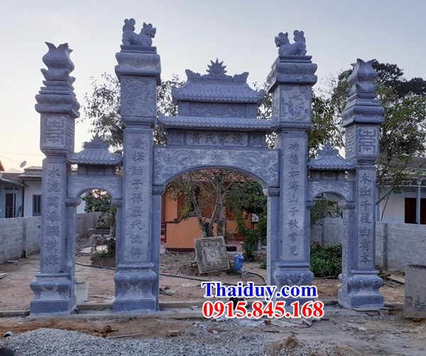 05 Mẫu cổng ngũ quan đình chùa đền miếu bằng đá xanh Thanh Hóa