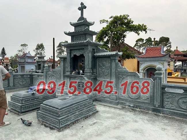 05 Mộ nhà mồ nghĩa trang công giáo đạo thiên chúa đá liền nguyên khối đẹp bán tại Bình Định