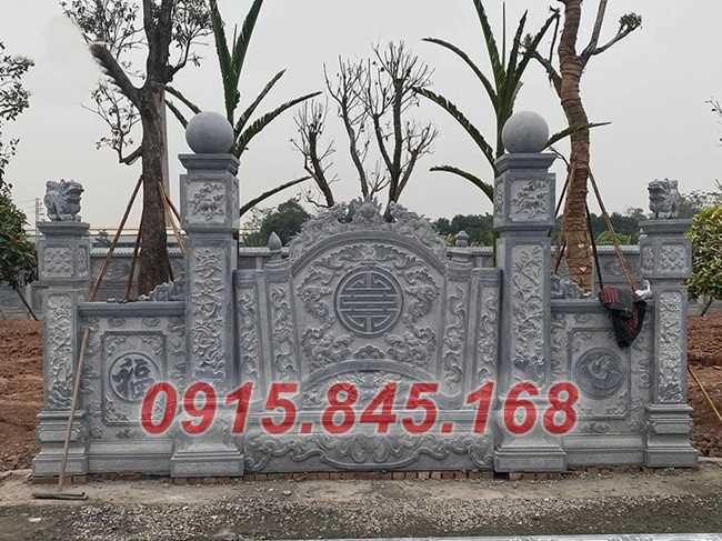 05 cuốn thư bình phong Mộ nhà mồ nghĩa trang đá liền nguyên khối đẹp bán tại Bình Định