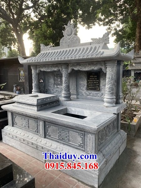 07 Mẫu mộ đôi gia đình ông bà bố ba cha mẹ anh chị em hai ba bốn năm ngôi liền nhau bằng đá ninh bình đẹp tại Điện Biên