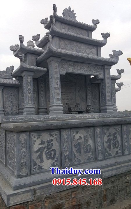 07 Mẫu mộ đôi gia đình ông bà bố ba cha mẹ anh chị em hai ba bốn năm ngôi liền nhau bằng đá xanh đẹp tại Điện Biên
