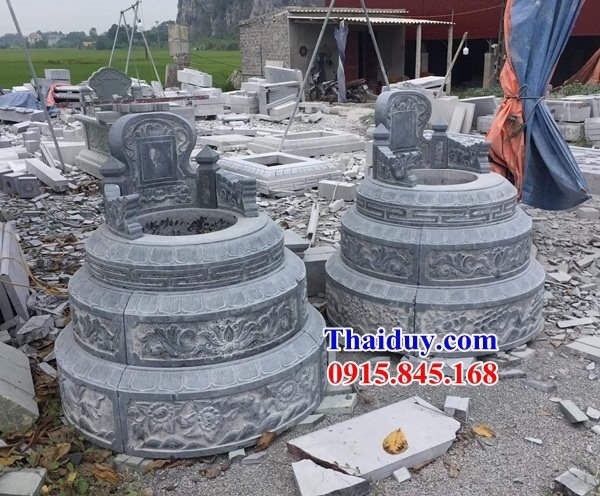 09 Mộ đá tròn hình tròn lục lăng bát giác ông bà cô tổ bố mẹ đẹp bán tại Hải Phòng