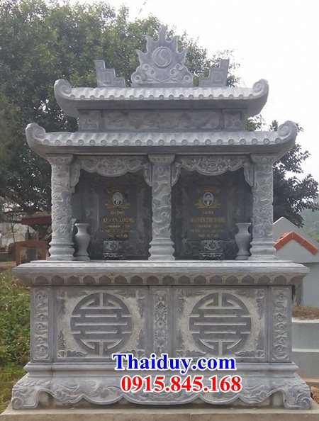 10 Mẫu mộ đôi gia đình ông bà bố ba cha mẹ hai ba bốn năm ngôi liền nhau bằng đá xanh đẹp bán tại Yên Bái