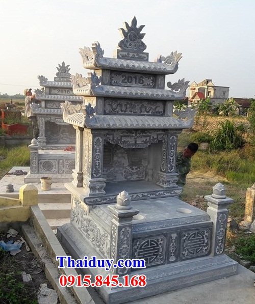 12 Mẫu mộ đôi gia đình ông bà bố ba cha mẹ anh chị em hai ba bốn năm ngôi liền nhau bằng đá xanh tự nhiên đẹp bán tại Tuyên Quang