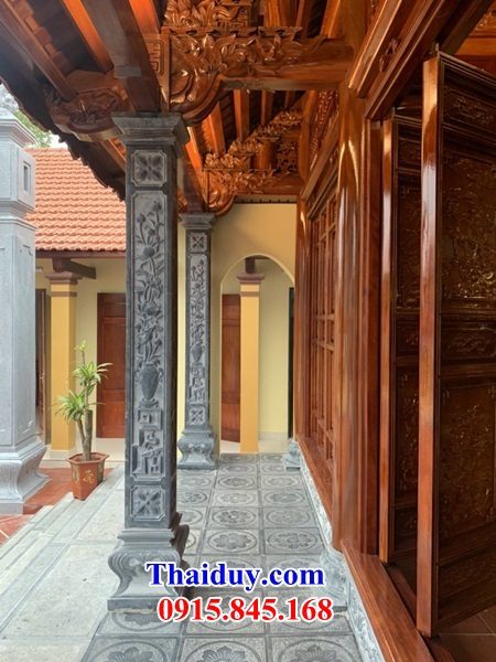 17 Hình ảnh cột hiên nhà cổ đình chùa miếu bằng đá khối chạm khắc hoa văn tinh xảo