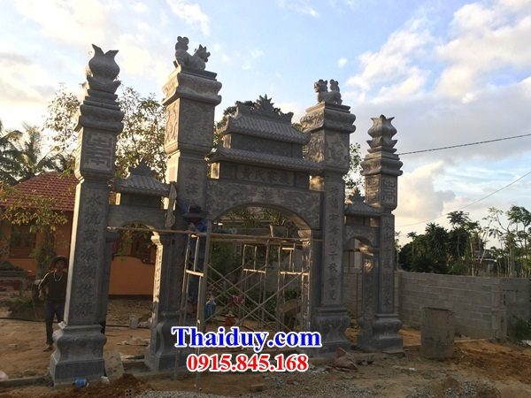 17 Mẫu cổng tam quan tứ trụ nhà thờ họ đình đền bằng đá mỹ nghệ Ninh Bình thiết kế hiện đại