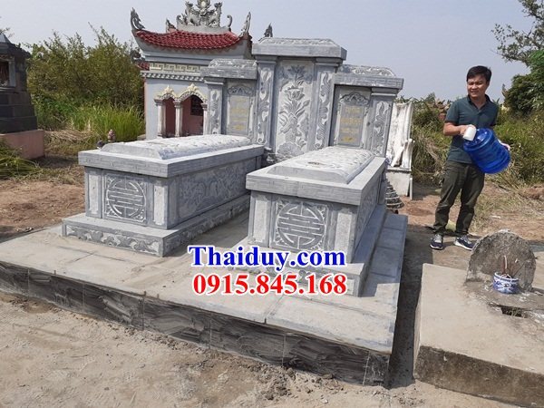 19 Mẫu mộ đôi gia đình ông bà bố mẹ anh chị em hai ba bốn năm ngôi liền nhau bằng đá ninh bình đẹp bán tại Thái Bình