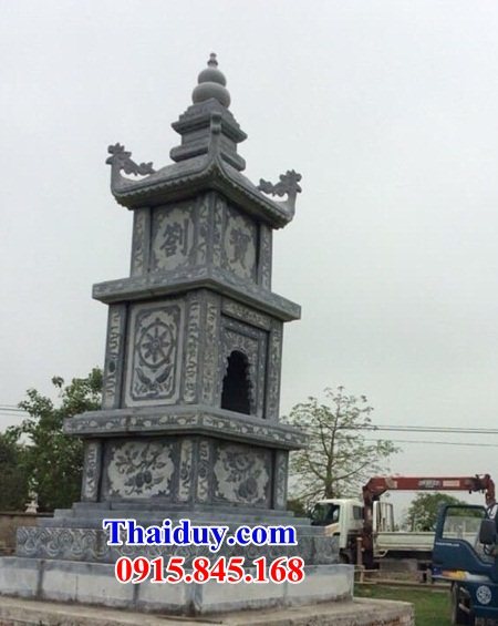 2 Mẫu mộ tháp đá xanh đẹp tại Tây Ninh cất để giữ tro hũ hài cốt phật giáo sư trụ trì