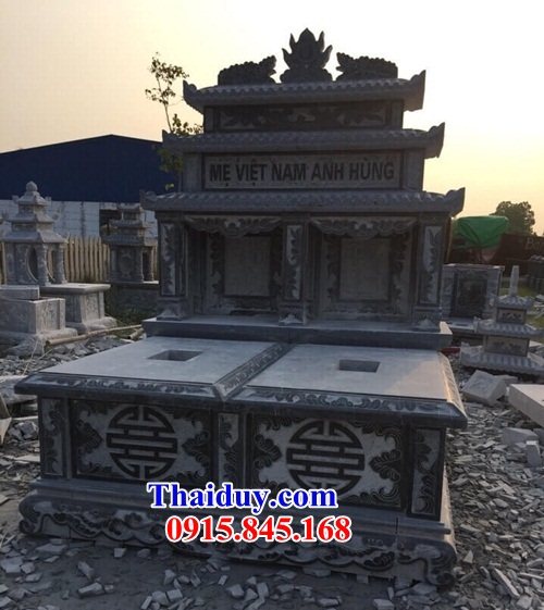 23 Mẫu mộ đôi gia đình ông bà bố ba cha mẹ hai ba bốn năm ngôi liền nhau bằng đá nguyên khối đẹp bán tại Hưng Yên