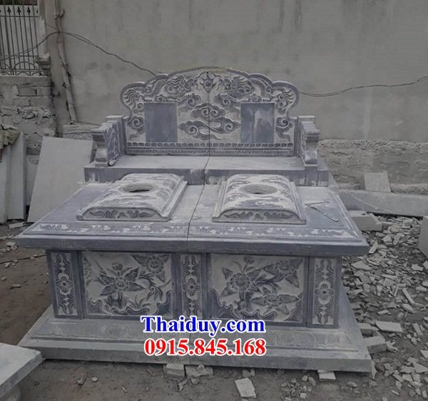 23 Mẫu mộ đôi gia đình ông bà bố ba cha mẹ hai ba bốn năm ngôi liền nhau bằng đá xanh đẹp bán tại Hưng Yên