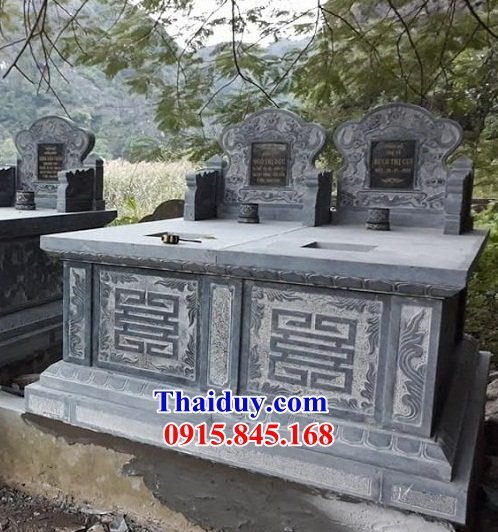 24 Mẫu mộ đôi gia đình ông bà bố ba cha mẹ hai ba bốn năm ngôi liền nhau bằng đá xanh đẹp bán tại Lạng Sơn