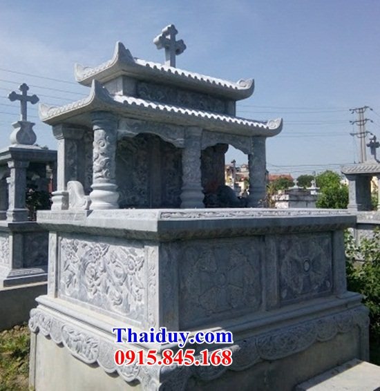 24 Mẫu mộ đôi gia đình ông bà bố ba cha mẹ hai ba bốn năm ngôi liền nhau đạo thiên chúa công giáo bằng đá đẹp bán tại Lạng Sơn