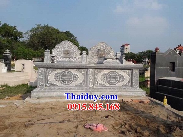 25 Mẫu mộ đôi gia đình ông bà bố mẹ ba má hai ba bốn ngôi liền nhau bằng đá nguyên khối đẹp bán tại Bắc Ninh