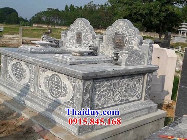 25 Mẫu mộ đôi gia đình ông bà bố mẹ ba má hai ba bốn ngôi liền nhau bằng đá xanh đẹp bán tại Bắc Ninh