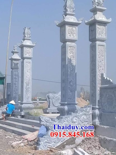 30 Mẫu cổng tam quan tứ trụ khu lăng mộ bằng đá xanh nguyên khối Thanh Hóa