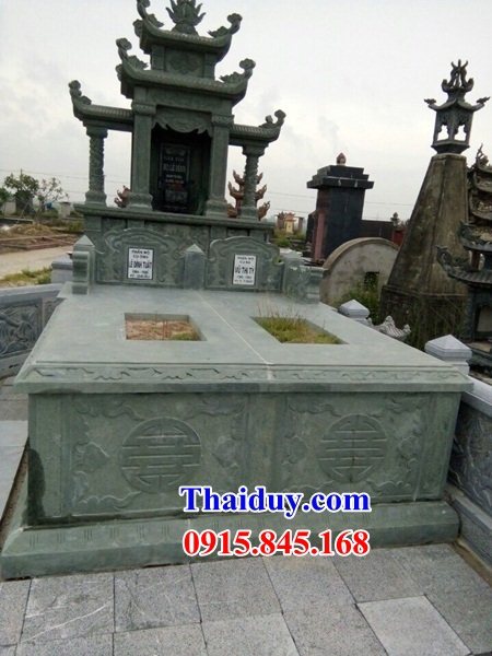 41 mẫu mộ nguyên khối gia đình bằng đá xanh rêu kích thước chuẩn phong thủy