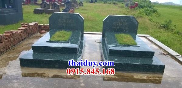 5 Mẫu mộ đôi gia đình bằng đá granite xanh rêu kích thước phong thủy