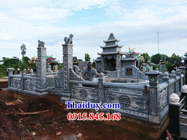 62 Khu lăng mộ mồ mả nghĩa trang gia đình dòng họ gia tộc tổ tiên đá xanh đẹp bán tại Vĩnh Long