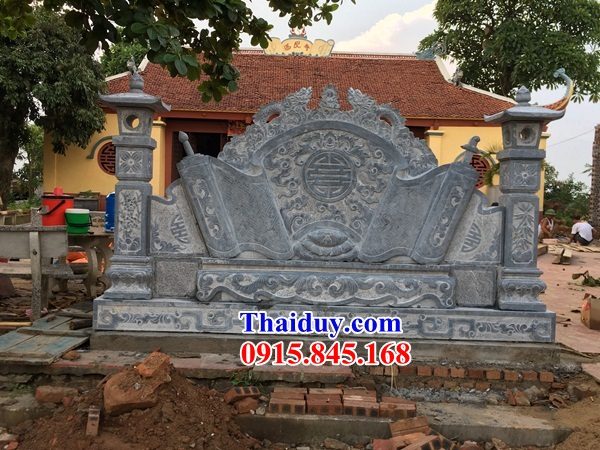 Bức bình phong đình đền chùa miếu bằng đá khối tự nhiên thiết kế đẹp hiện đại