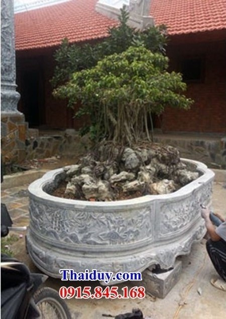 Chậu trồng cây đặt sân vườn đình chùa miếu bằng đá khối kích thước lớn