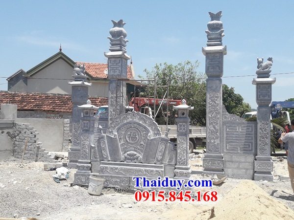Cổng tứ trụ tam quan khu lăng mộ bằng đá mỹ nghệ Ninh Bình đẹp bán sẵn toàn quốc