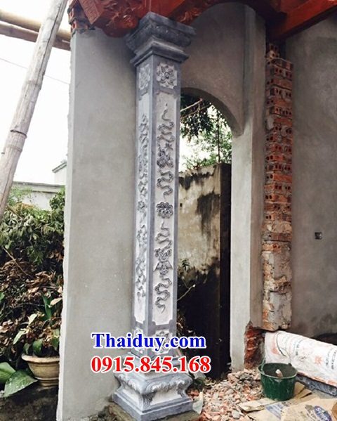 Cột đá cột đồng trụ từ đường nhà cổ chạm khắc hoa văn đẹp kích thước chuẩn phong thủy