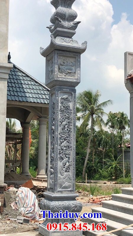 Cột đồng trụ khu di tích đình đền chùa miếu bằng đá tự nhiên kích thước lớn đẹp