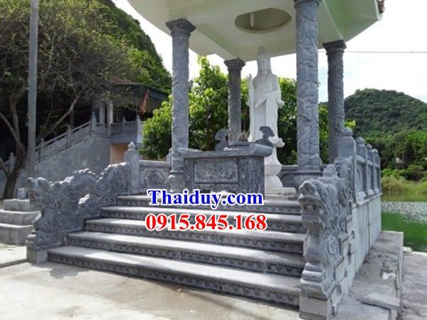 Cột nhà thờ họ đình chùa bằng đá xanh Thanh Hóa đẹp thiết kế hiện đại