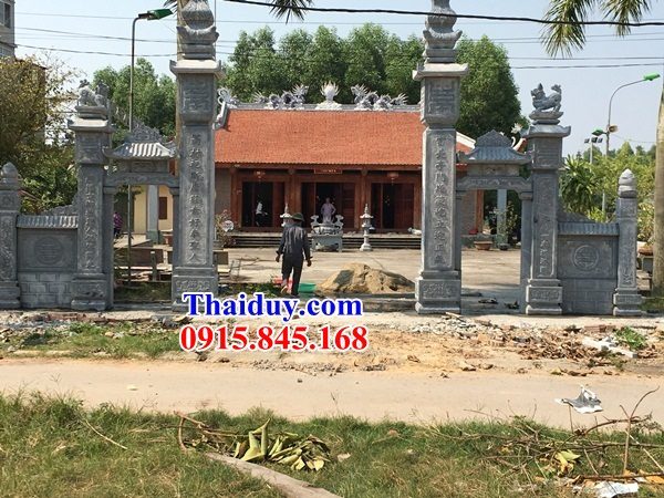 Hình ảnh cổng tứ trụ tam quan đình chùa bằng đá mỹ nghệ Ninh Bình đẹp bán toàn quốc