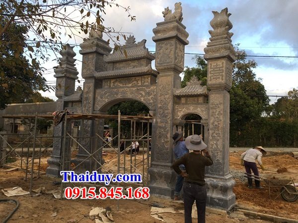 Hình ảnh cổng tứ trụ tam quan đình chùa cổng làng bằng đá chạm trổ tứ quý đẹp bán toàn quốc