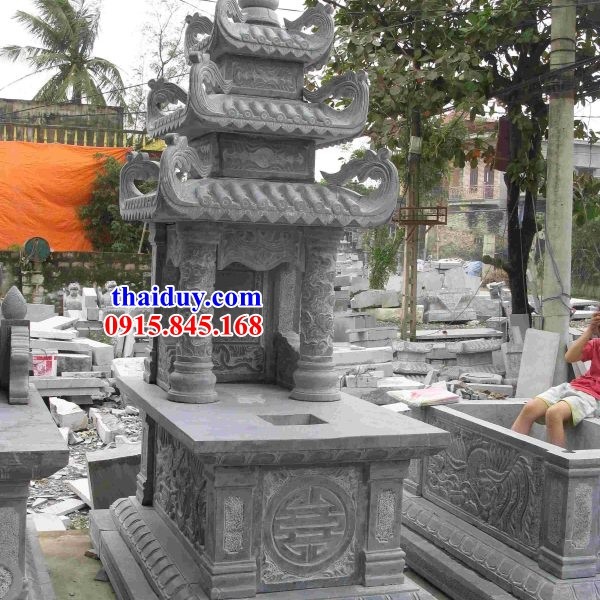 Lăng mộ ba mái ba đao bằng đá mỹ nghệ Ninh Bình cất để tro hài cốt hỏa táng