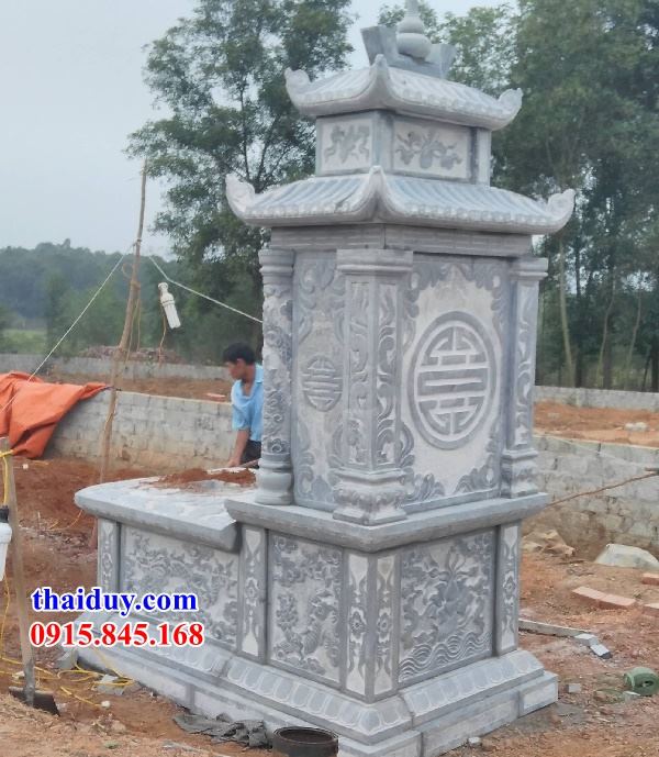 Lăng mộ hai đao bằng đá khối tự nhiên chạm khắc hoa văn tinh xảo