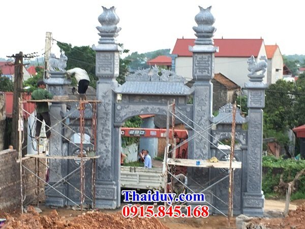 Mẫu cổng tam quan tứ trụ cổng làng bằng đá xanh Thanh Hóa thiết kế hiện đại