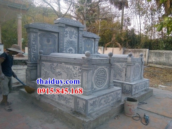 Mẫu mộ anh em sinh đôi đẹp thiết kế hiện đại bằng đá xanh Ninh Bình