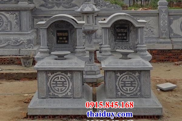 Mẫu mộ đôi gia đình một mái bằng đá xanh Thanh Hóa thiết kế đẹp nhất