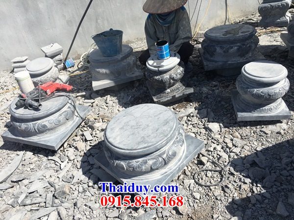 Thi công chế tác cột hình tròn hiên từ đường nhà thờ họ bằng đá mỹ nghệ Ninh Bình